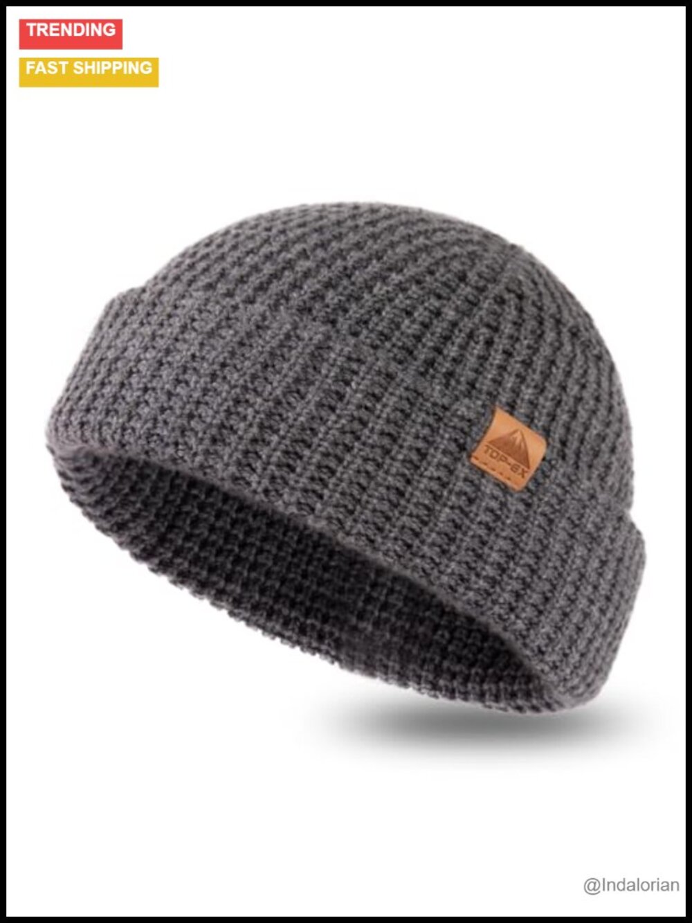 Merino Wool Waffle Knit Fisherman Beanie Watch Cap Dual Layer Warm Winter Hat